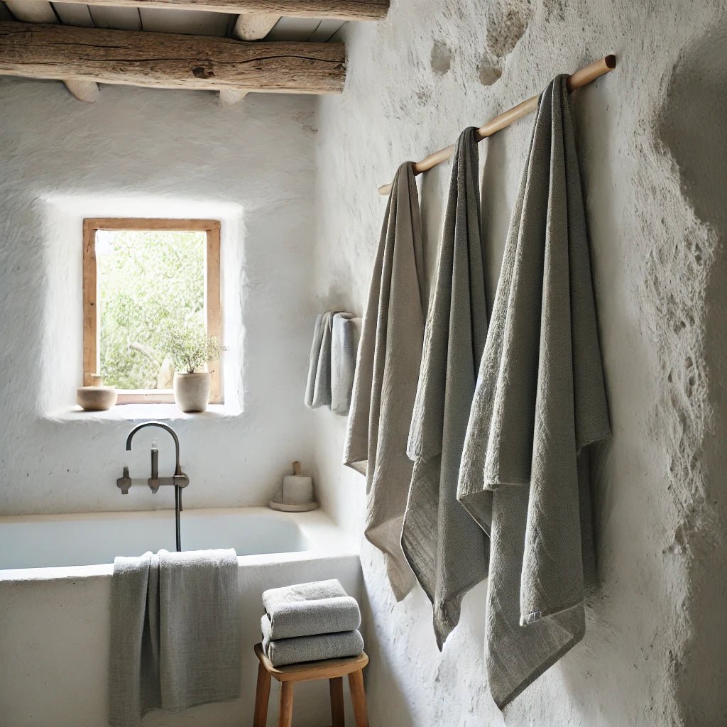 TOALLAS DE LINO 100% NATURAL GRIS JASPEADO - 8uit